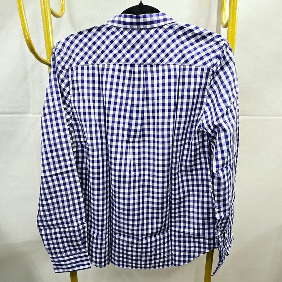 NWT UNTUCKit BELLEZA 100% COTTON GINGHAM NAVY BLUE/WHITE BUTTON FRONT SHIRT - Picture 6 of 10